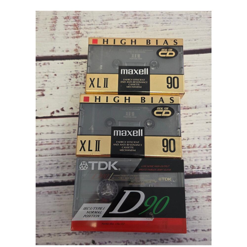 Vintage Cassette Tape Lot Maxwell XLII 90 High Bias + TDK D90 Sealed (3pack)